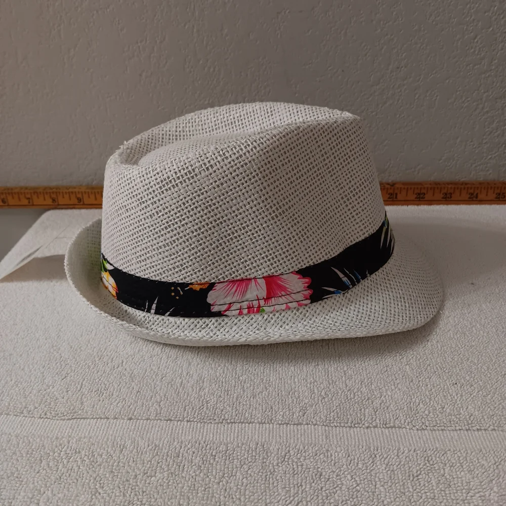 White Fedora with Tropical Band
